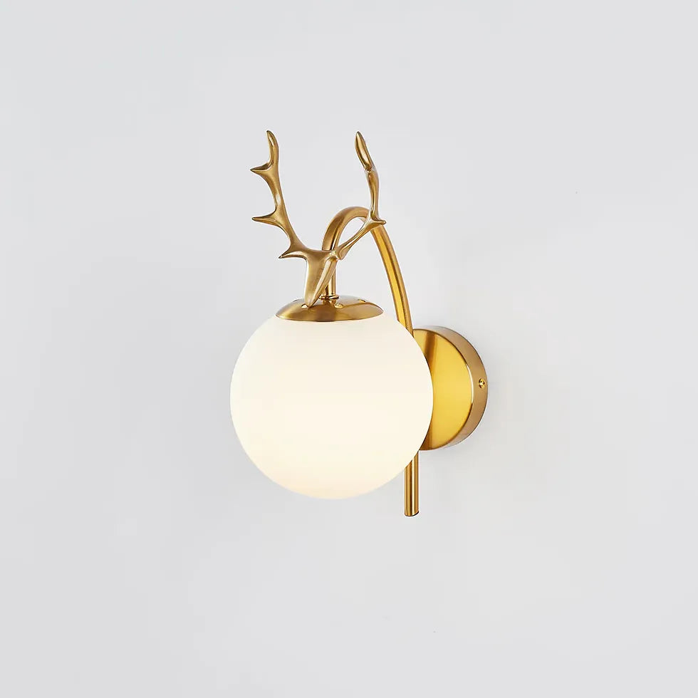 Deer Antler Glass Ball Bedroom Wall Lights