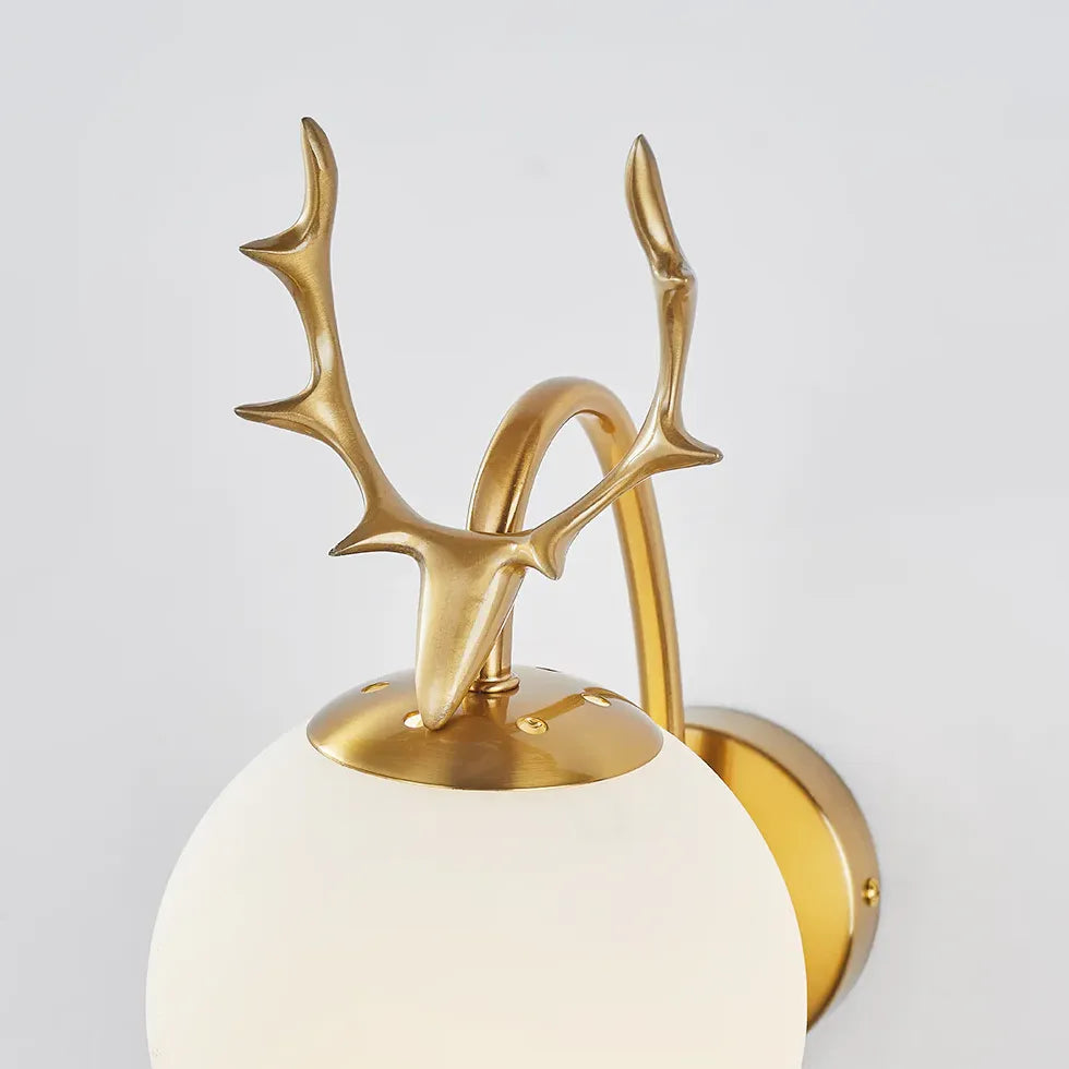 Deer Antler Glass Ball Bedroom Wall Lights