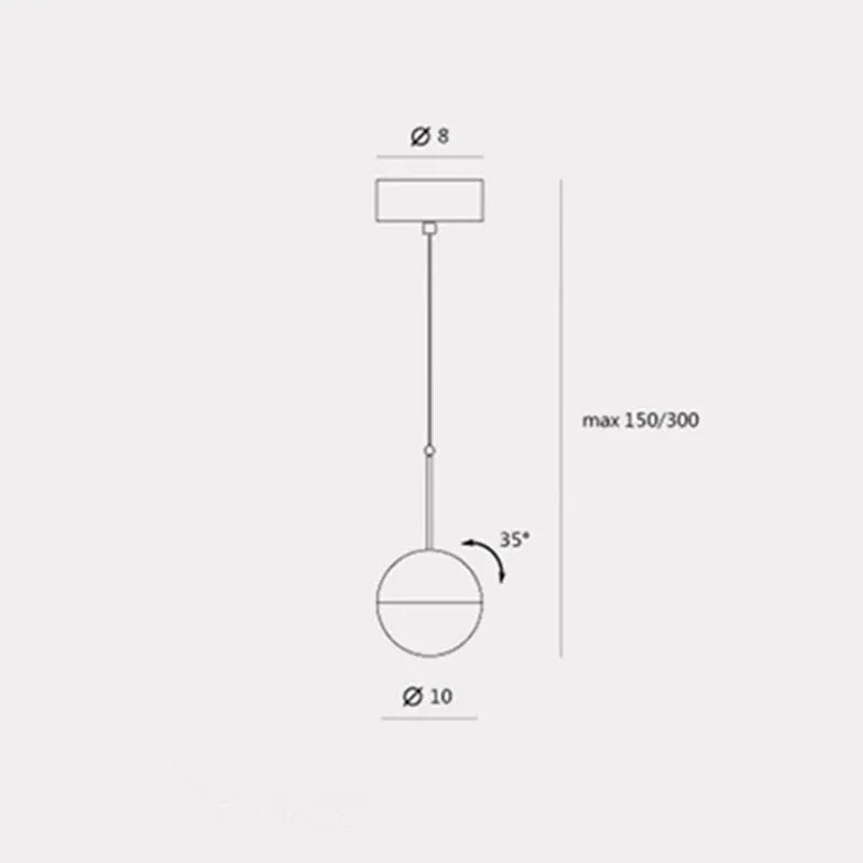 Lámpara colgante dorada en forma de esfera para cocina