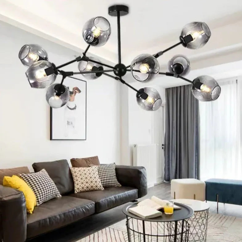 Radiating Multi-Head Colorful Glass Ball Pendant Light