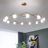 Wave-Shaped White Glass Ball Chandelier