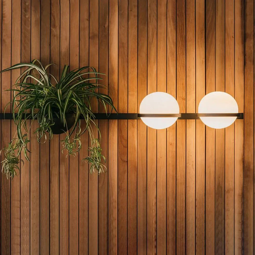 Apliques de pared para exterior con LED y plantas de doble globo 