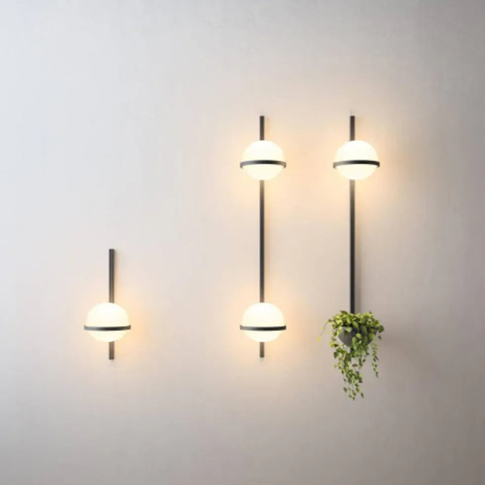 Apliques de pared para exterior con LED y plantas de doble globo 