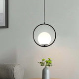 White Glass Ball Single Head Pendant Light