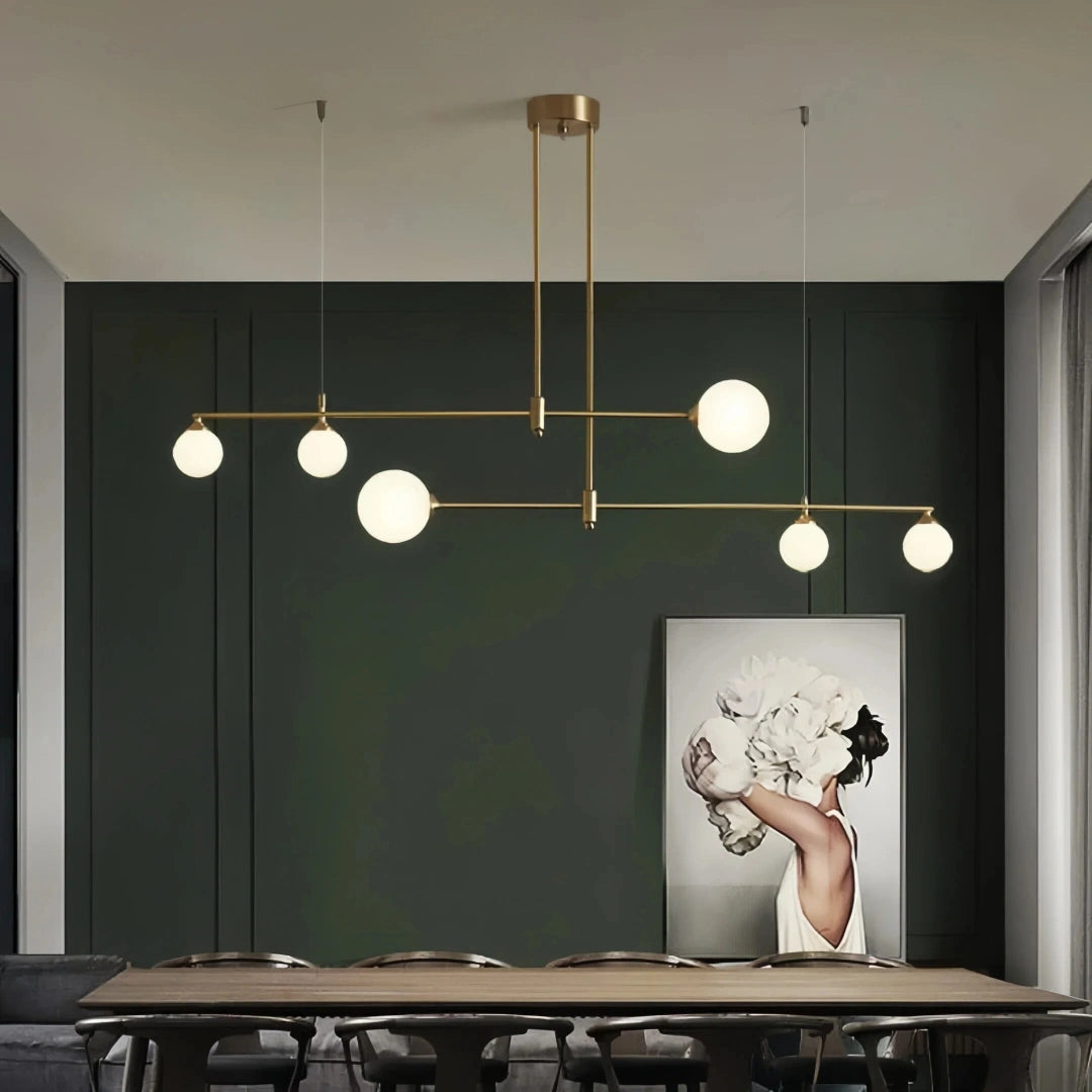 Lámpara colgante lineal LED moderna cobre regulable para isla cocina