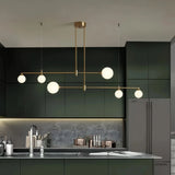 Lámpara colgante lineal LED moderna cobre regulable para isla cocina