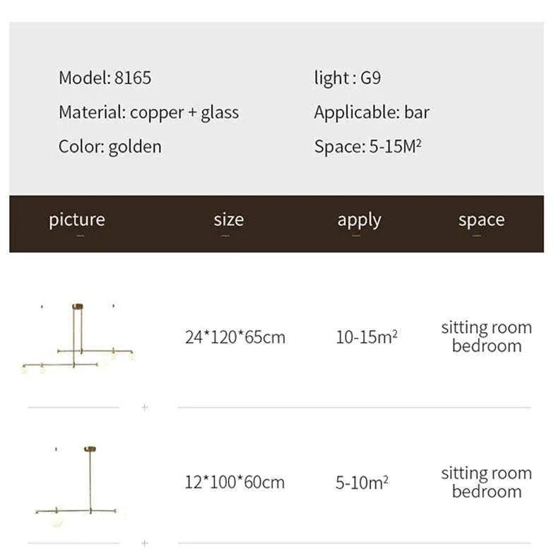 Lámpara colgante lineal dorada con múltiples luces modernas