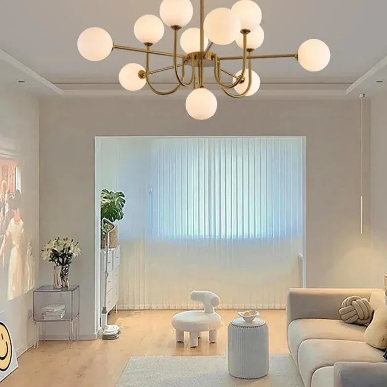 White Asymmetric Modern for Living Room Chandelier