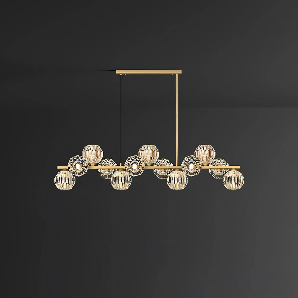 Multi-Circular Transparent Glass Ball Linear Pendant Light