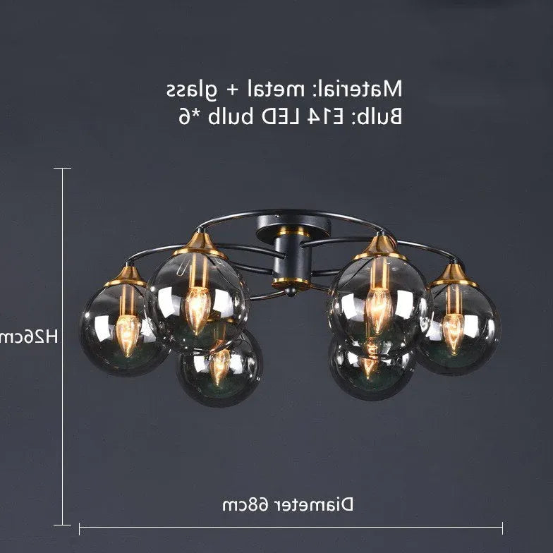 Smoked Industrial Glass Flush Ceiling Lights