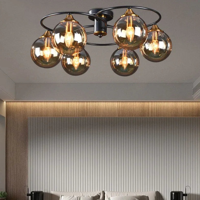 Smoked Industrial Glass Flush Ceiling Lights