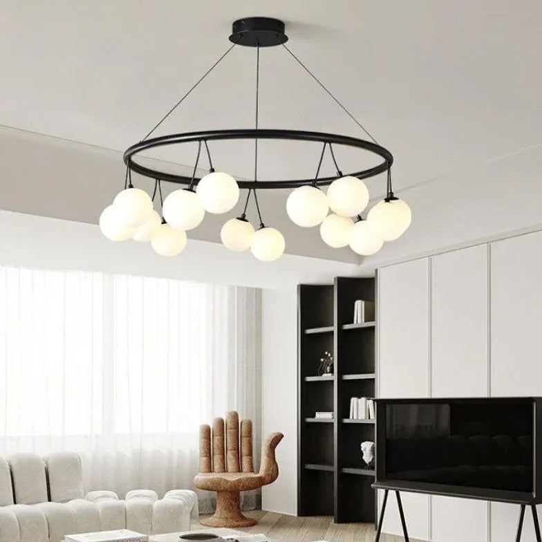 Round Frame Black Modern Chandelier