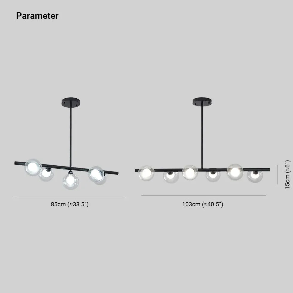 Lámpara colgante de cocina con múltiples luces alargada