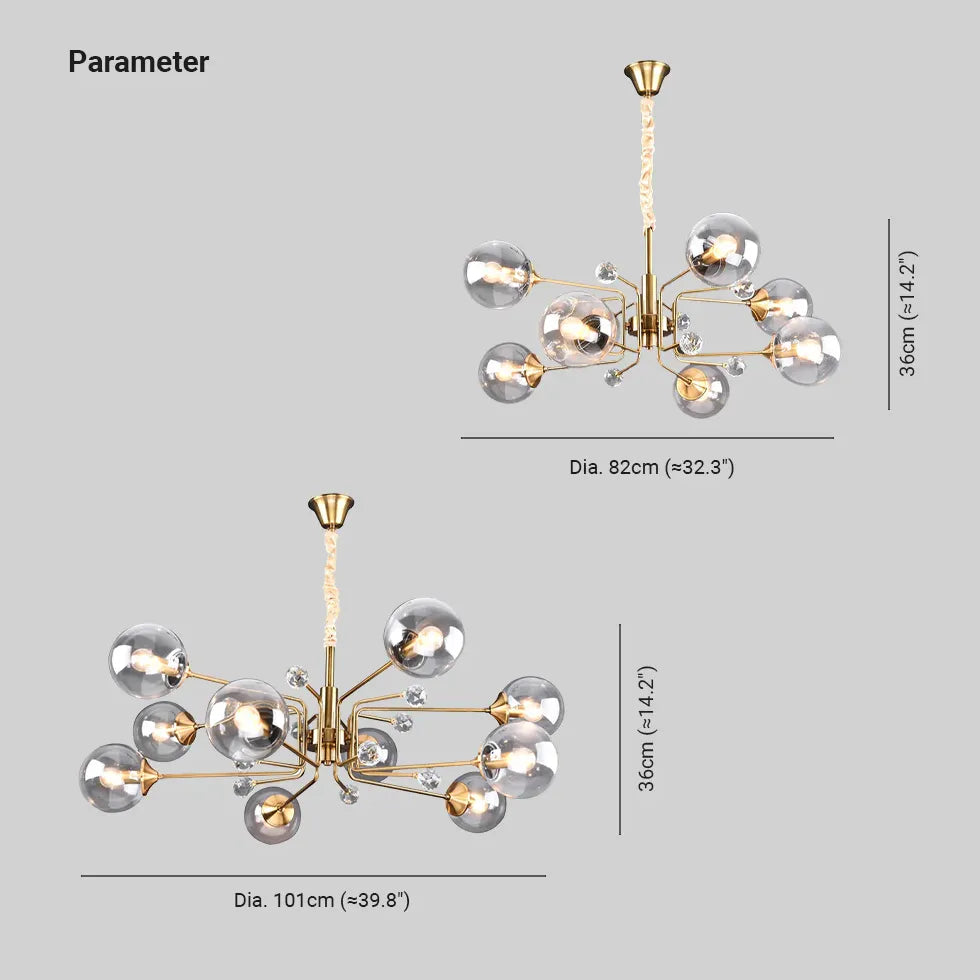 Lámpara de araña moderna con flujo ajustable 