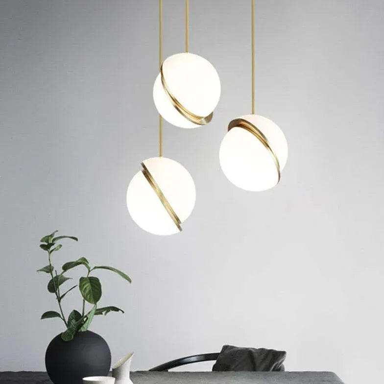 White Spherical Acrylic Modern Pendant Light