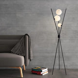 Multi-Ball Black Metal Tripod Floor Lamp