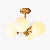 Four White Globe Modern Pendant Light