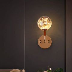 LED aplique pared diseño creativo de esfera de vidrio dorado