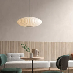 Lampara colgante vintage blanca diseño de farol de tela con LED