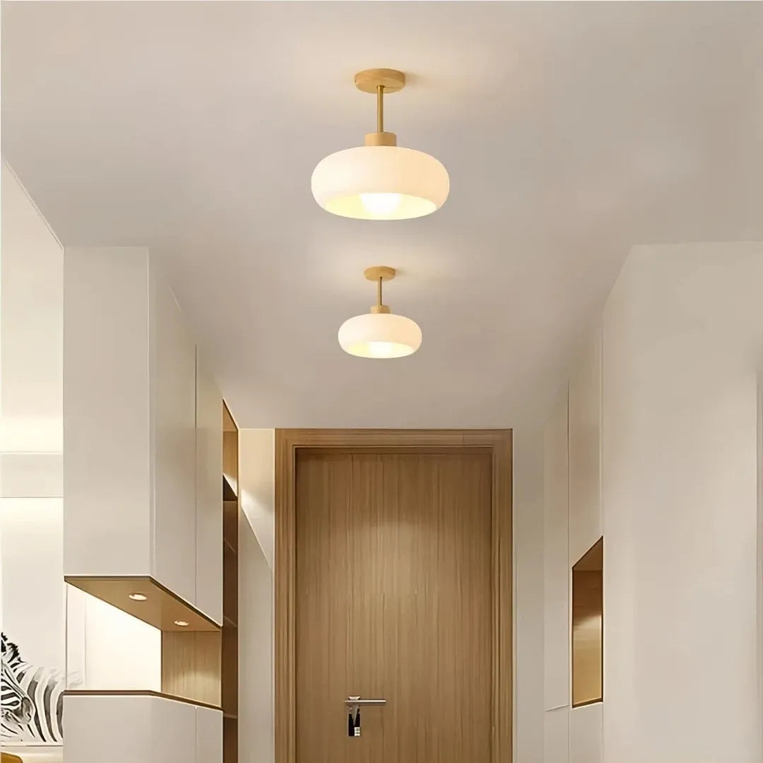 Lámpara de techo para pasillos LED de vidrio redonda de estilo nórdico