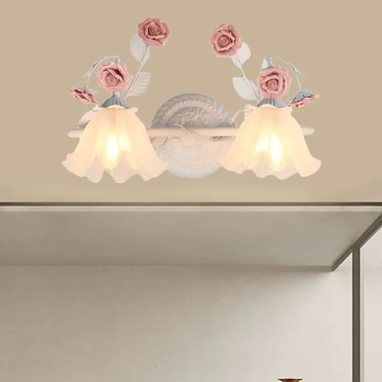 Apliques de pared para baño de estilo rústico con cristales rosas 