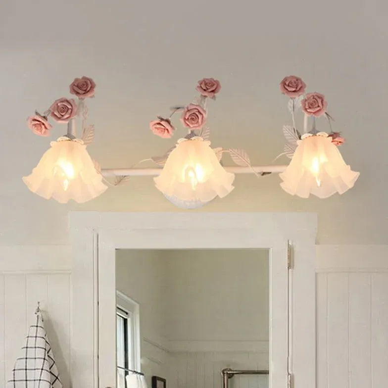 Apliques de pared para baño de estilo rústico con cristales rosas 