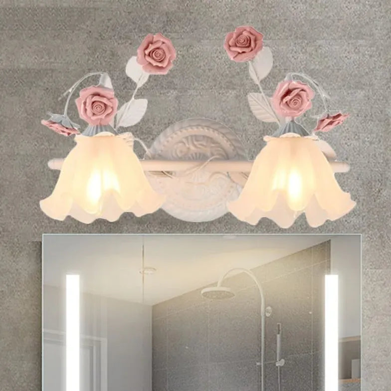 Apliques de pared para baño de estilo rústico con cristales rosas 