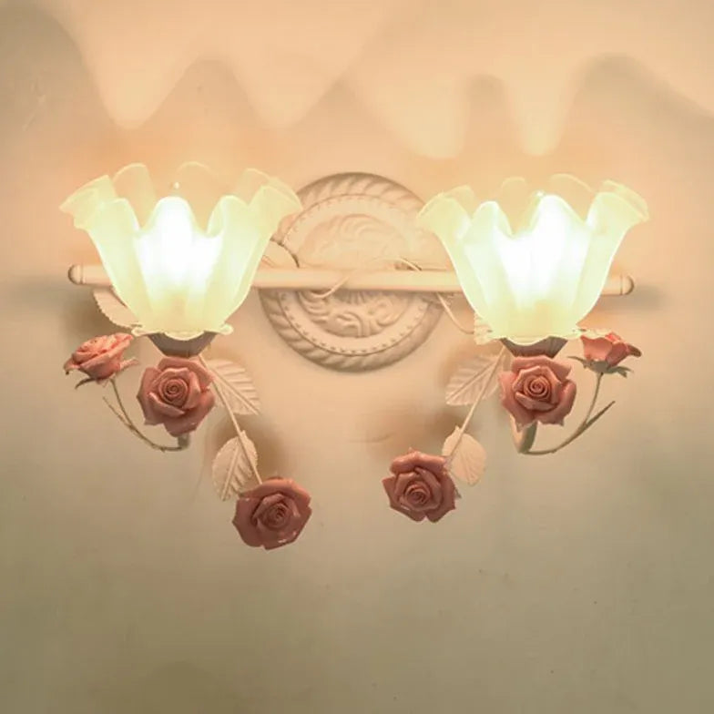 Apliques de pared para baño de estilo rústico con cristales rosas 