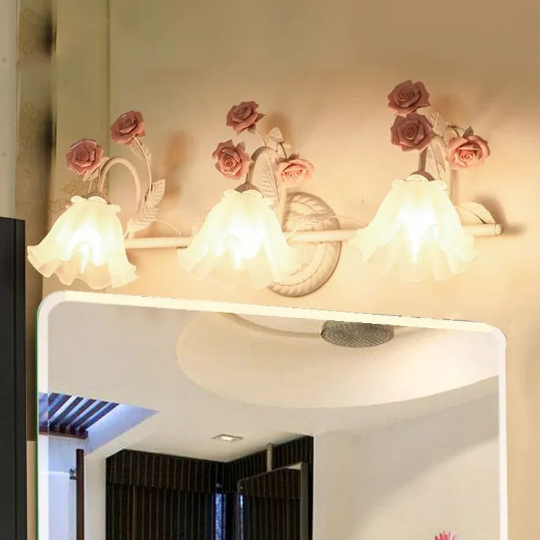 Apliques de pared para baño de estilo rústico con cristales rosas 