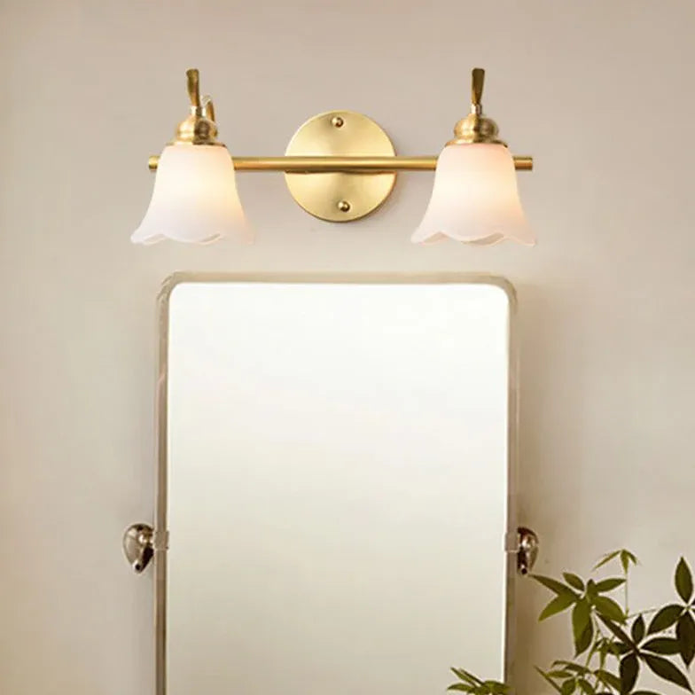 Apliques de pared para baño dorados con forma de flor