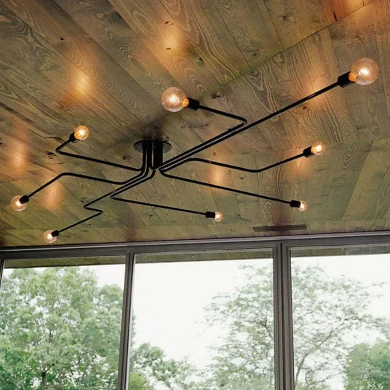 Lámpara de Techo Industrial LED Estilo Ramas de Hierro