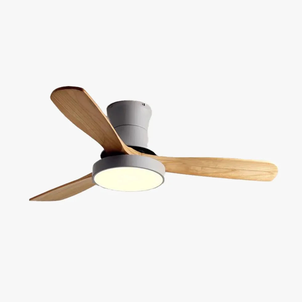 Plafón LED madera con ventilador para salón