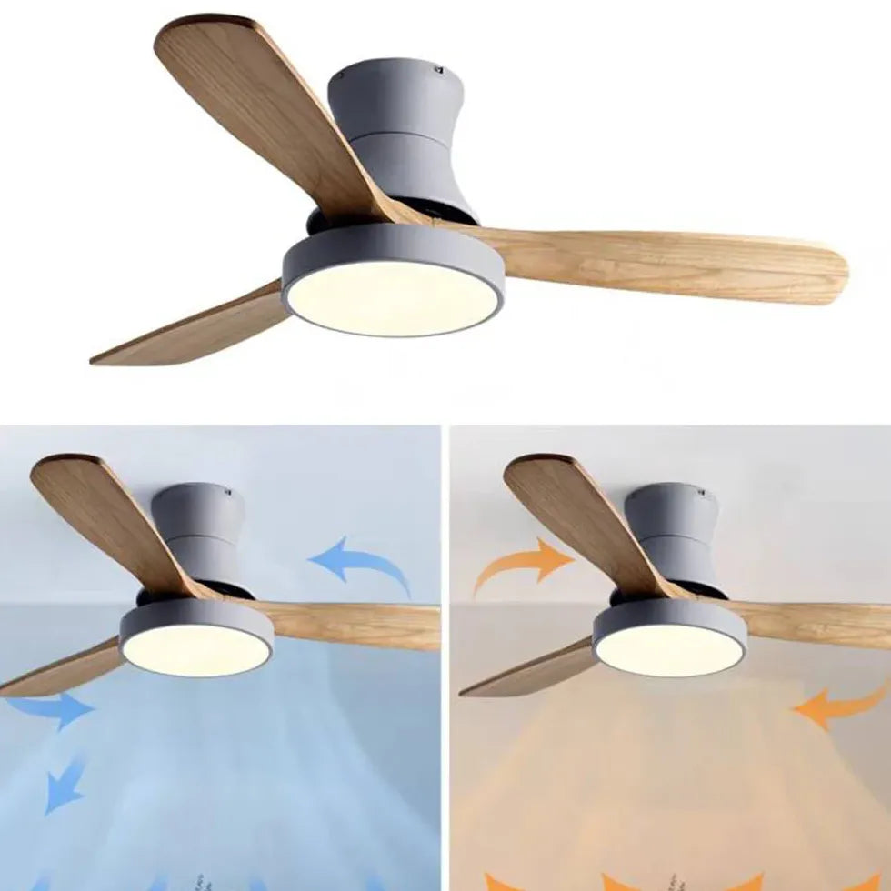 Plafón LED madera con ventilador para salón