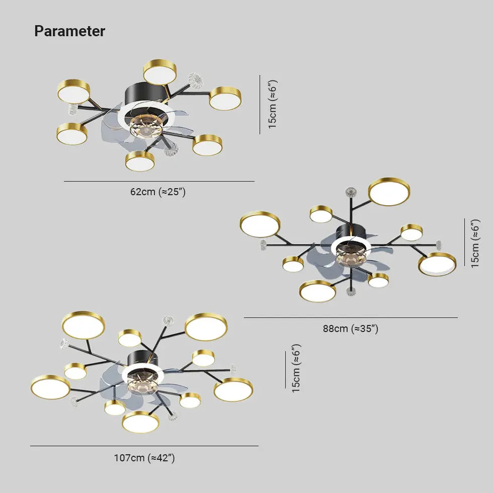 Plafón LED ventilador moderno y creativo para dormitorio