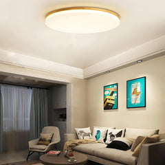 Plafón redondo de madera nórdico con LED regulable para dormitorio