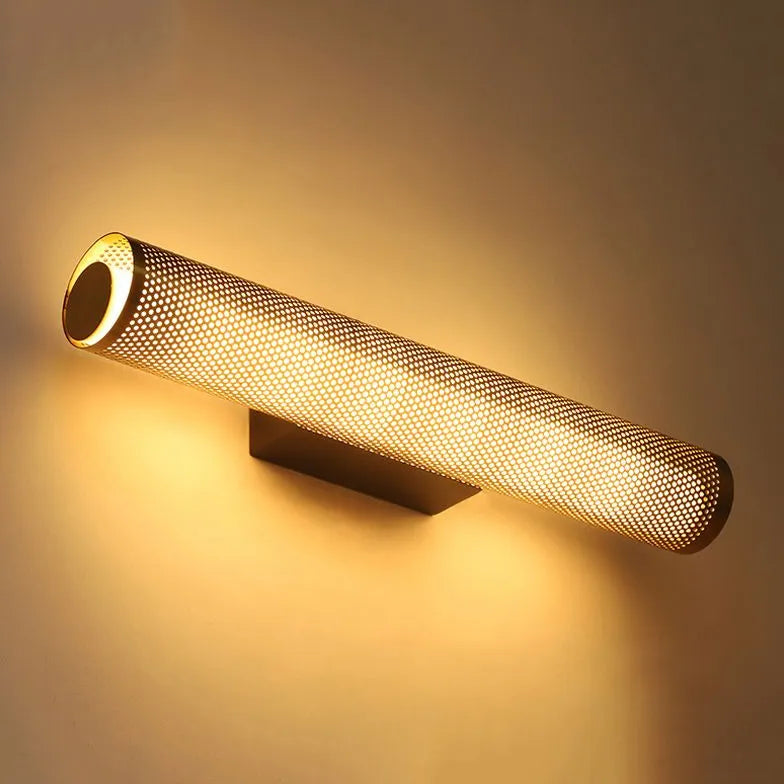 Luces de espejo para baño con malla en forma de columna de latón 